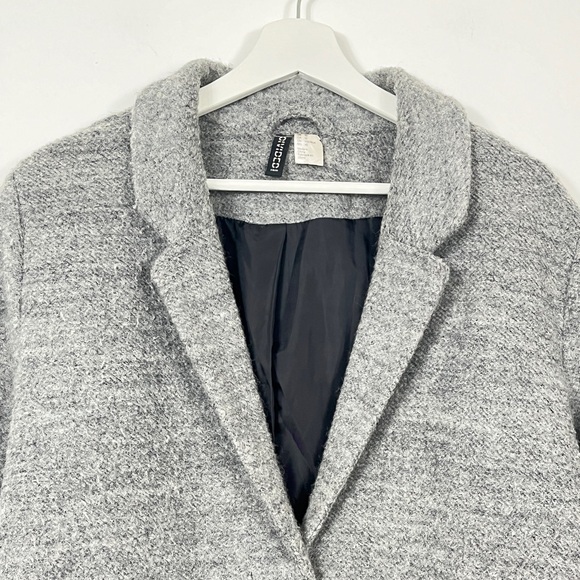 H&M Grey Marled Wool Knee-Length Button-Up Overcoat - Picture 3 of 5